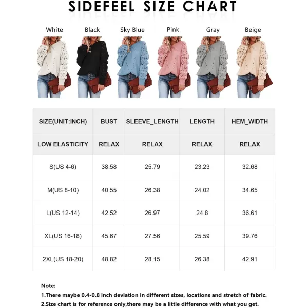 Sidefeel Women's Crewneck Hollow Out Crochet Tops Long Sleeve Knit Sweaters Pullover Fall Fashion