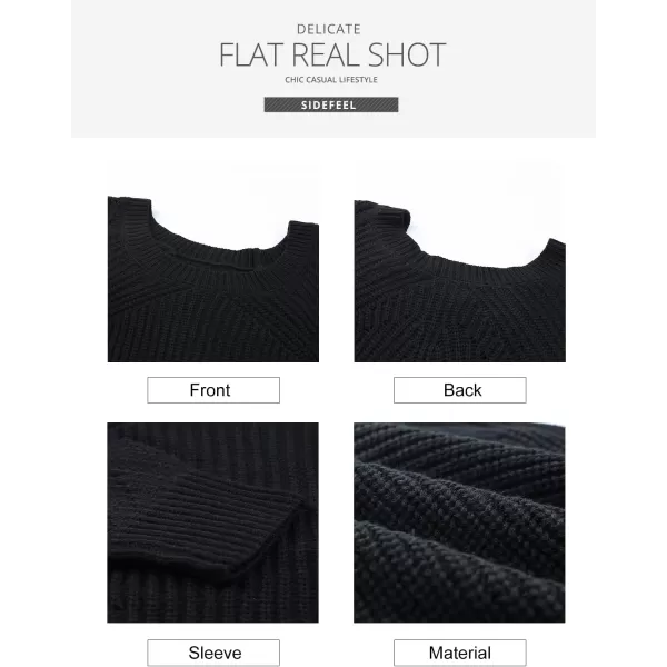 Sidefeel Women's Crewneck Hollow Out Crochet Tops Long Sleeve Knit Sweaters Pullover Fall Fashion