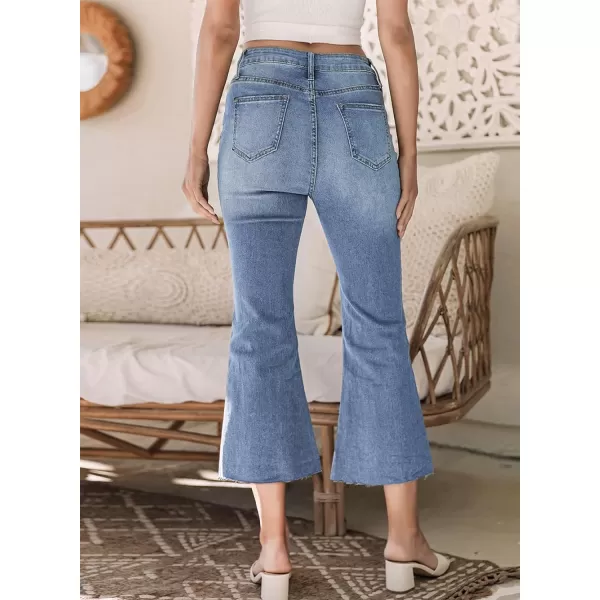 Sidefeel Women's Cropped Flared Jeans Bootcut Stretchy Bell Bottom Denim Pants