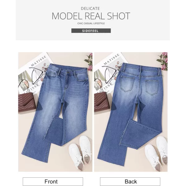 Sidefeel Women's Cropped Flared Jeans Bootcut Stretchy Bell Bottom Denim Pants