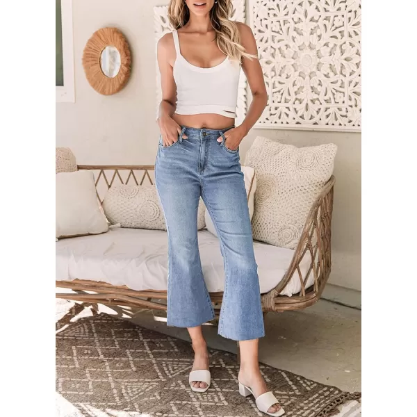 Sidefeel Women's Cropped Flared Jeans Bootcut Stretchy Bell Bottom Denim Pants