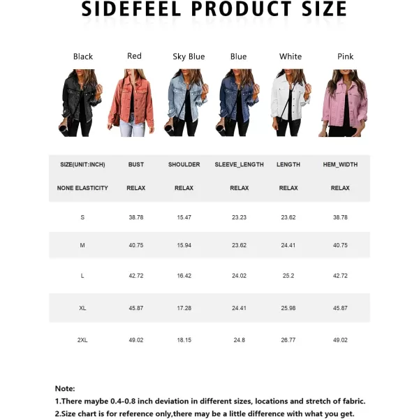 Sidefeel Women's Denim Jacket Long Sleeve Button Distressed Ripped Jean Coat