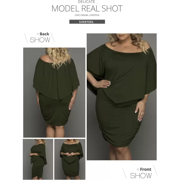 Sidefeel Women's Dresses Off Shoulder Ruffles Night Club Bodycon Mini Dress