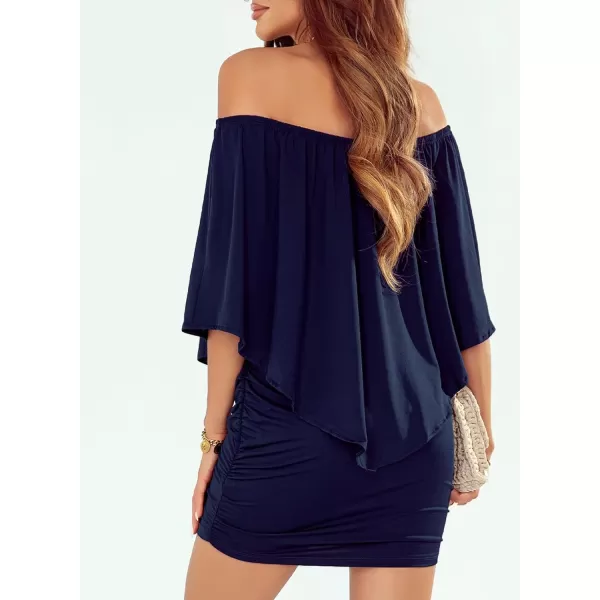 Sidefeel Women's Dresses Off Shoulder Ruffles Night Club Bodycon Mini Dress