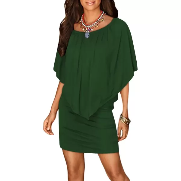 Sidefeel Women's Dresses Off Shoulder Ruffles Night Club Bodycon Mini Dress