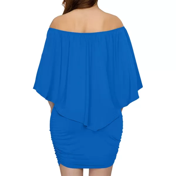 Sidefeel Women's Dresses Off Shoulder Ruffles Night Club Bodycon Mini Dress