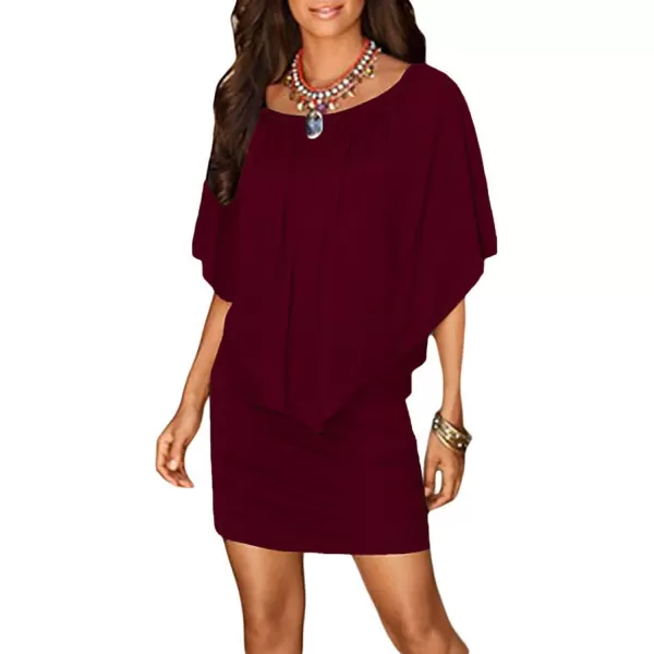 Sidefeel Women's Dresses Off Shoulder Ruffles Night Club Bodycon Mini Dress