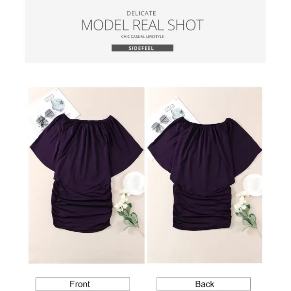 Sidefeel Women's Dresses Off Shoulder Ruffles Night Club Bodycon Mini Dress