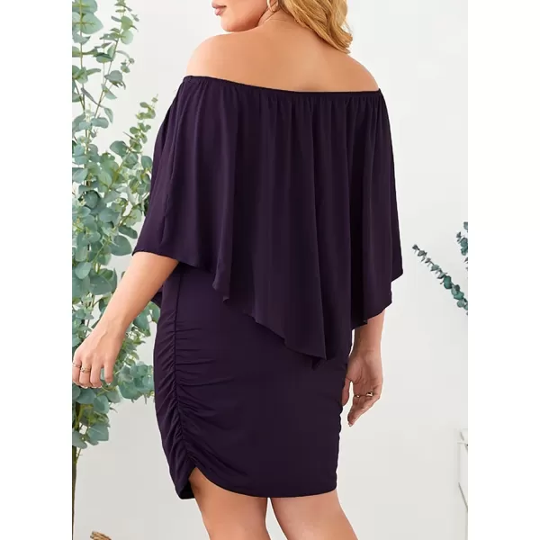 Sidefeel Women's Dresses Off Shoulder Ruffles Night Club Bodycon Mini Dress