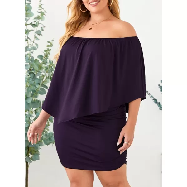 Sidefeel Women's Dresses Off Shoulder Ruffles Night Club Bodycon Mini Dress