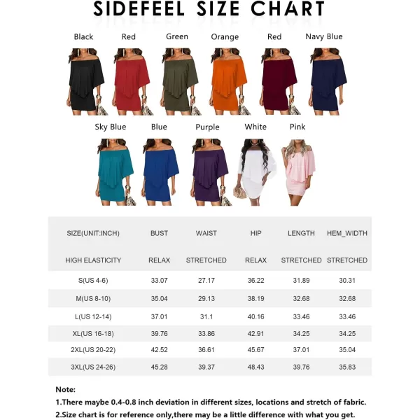 Sidefeel Women's Dresses Off Shoulder Ruffles Night Club Bodycon Mini Dress