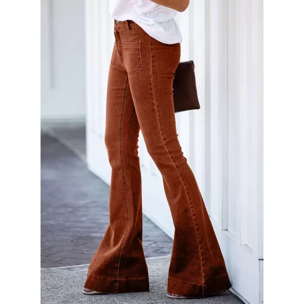 Sidefeel Women's High Waisted Jeans Flared Bell Bottoms Elastic Waist Denim Pants