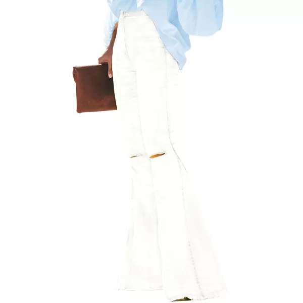 Sidefeel Women's High Waisted Jeans Flared Bell Bottoms Elastic Waist Denim Pants