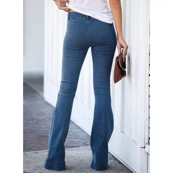 Sidefeel Women's High Waisted Jeans Flared Bell Bottoms Elastic Waist Denim Pants