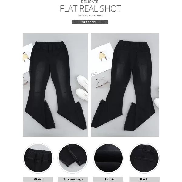 Sidefeel Women's High Waisted Jeans Flared Bell Bottoms Elastic Waist Denim Pants