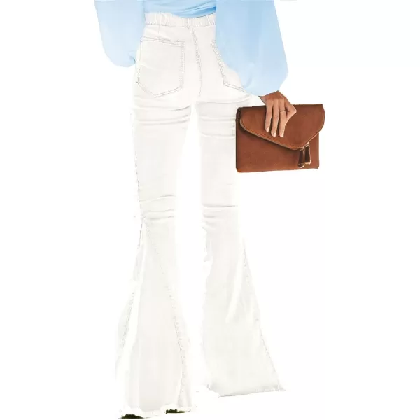 Sidefeel Women's High Waisted Jeans Flared Bell Bottoms Elastic Waist Denim Pants