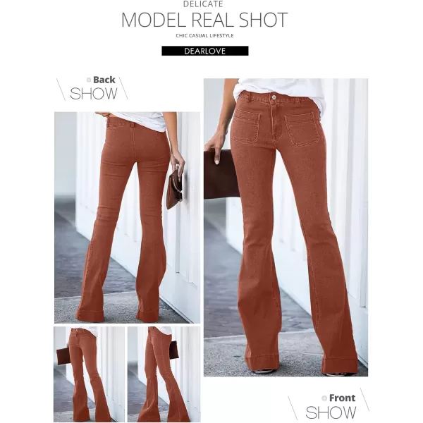 Sidefeel Women's High Waisted Jeans Flared Bell Bottoms Elastic Waist Denim Pants
