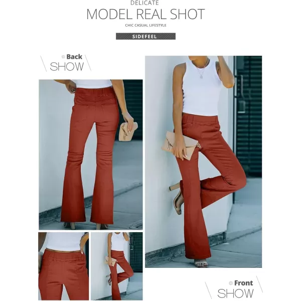Sidefeel Women's High Waisted Jeans Flared Bell Bottoms Elastic Waist Denim Pants