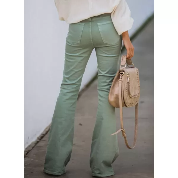 Sidefeel Women's High Waisted Jeans Flared Bell Bottoms Elastic Waist Denim Pants