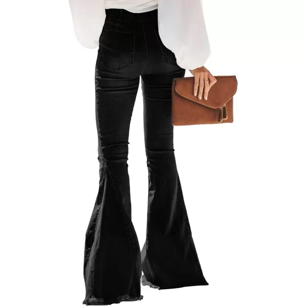 Sidefeel Women's High Waisted Jeans Flared Bell Bottoms Elastic Waist Denim Pants