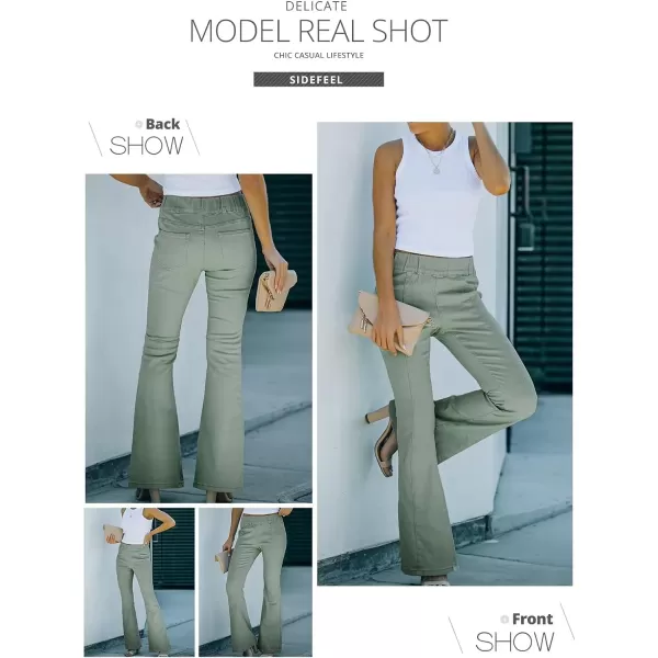 Sidefeel Women's High Waisted Jeans Flared Bell Bottoms Elastic Waist Denim Pants