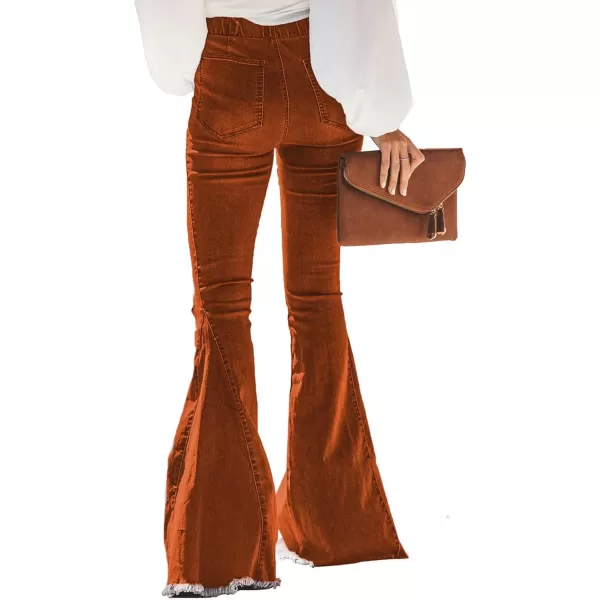 Sidefeel Women's High Waisted Jeans Flared Bell Bottoms Elastic Waist Denim Pants
