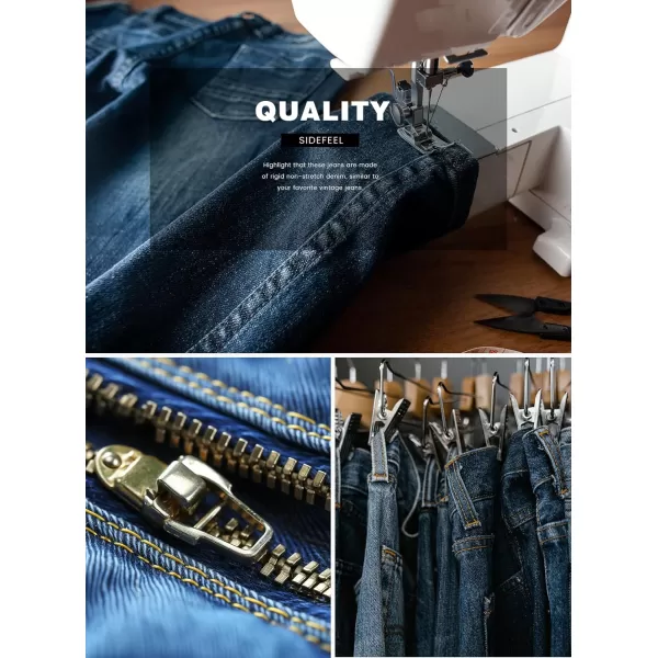 Sidefeel Women's High Waisted Jeans Strechy Raw Hem Straight Leg Denim Pants with Pockets