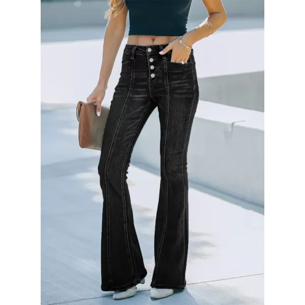 Sidefeel Women's High Waisted Jeans Wide Leg Button Fly Bell Bottoms Flared Denim Pants