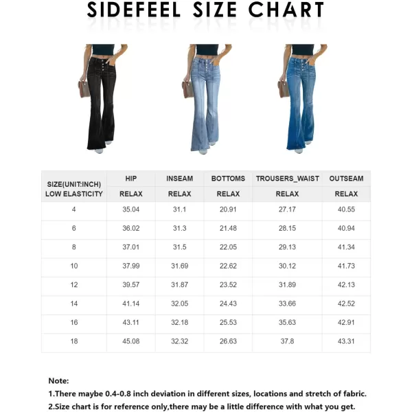 Sidefeel Women's High Waisted Jeans Wide Leg Button Fly Bell Bottoms Flared Denim Pants