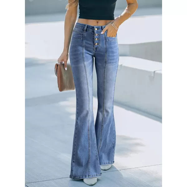 Sidefeel Women's High Waisted Jeans Wide Leg Button Fly Bell Bottoms Flared Denim Pants