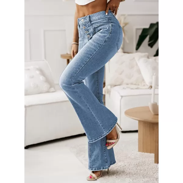 Sidefeel Women's High Waisted Jeans Wide Leg Button Fly Bell Bottoms Flared Denim Pants