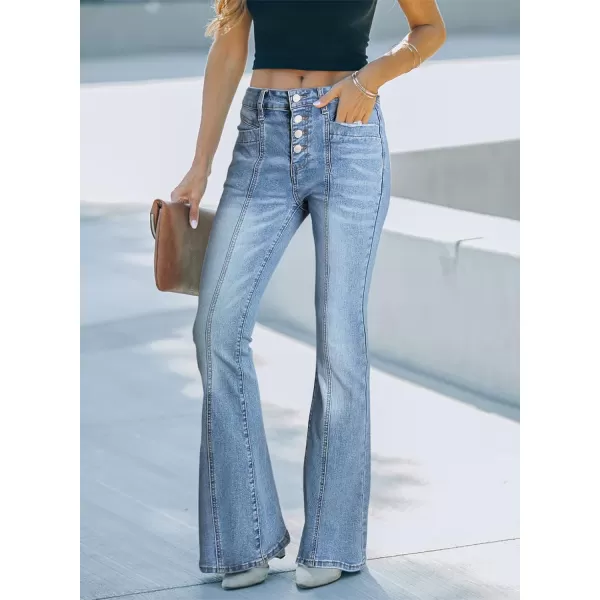 Sidefeel Women's High Waisted Jeans Wide Leg Button Fly Bell Bottoms Flared Denim Pants