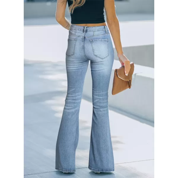 Sidefeel Women's High Waisted Jeans Wide Leg Button Fly Bell Bottoms Flared Denim Pants
