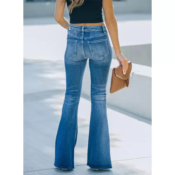 Sidefeel Women's High Waisted Jeans Wide Leg Button Fly Bell Bottoms Flared Denim Pants