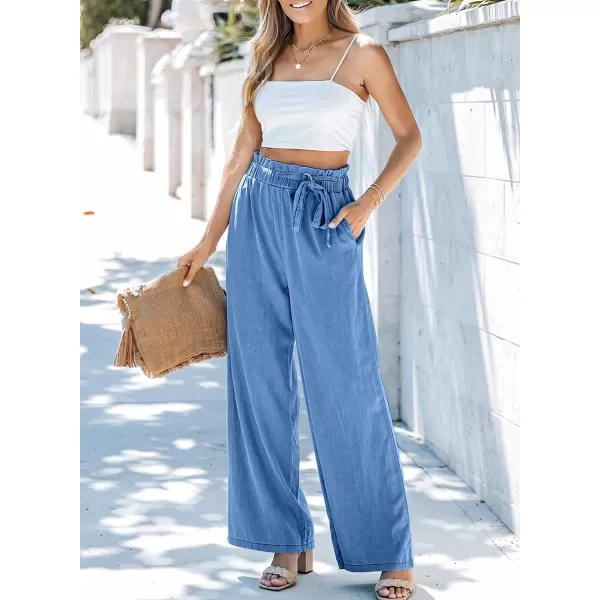 Sidefeel Women's High Waisted Wide Leg Jeans 2024 Summer Drawstring Denim Pants
