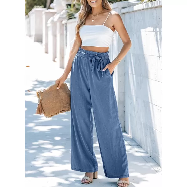 Sidefeel Women's High Waisted Wide Leg Jeans 2024 Summer Drawstring Denim Pants