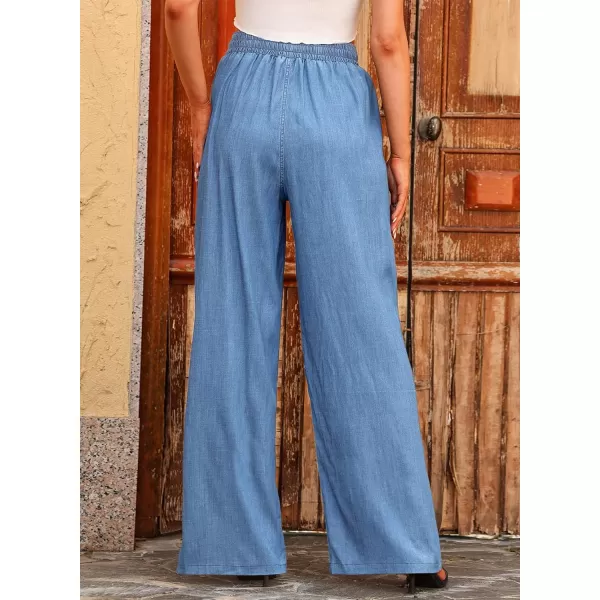 Sidefeel Women's High Waisted Wide Leg Jeans 2024 Summer Drawstring Denim Pants
