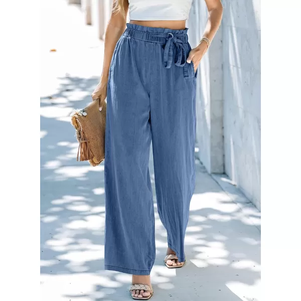 Sidefeel Women's High Waisted Wide Leg Jeans 2024 Summer Drawstring Denim Pants