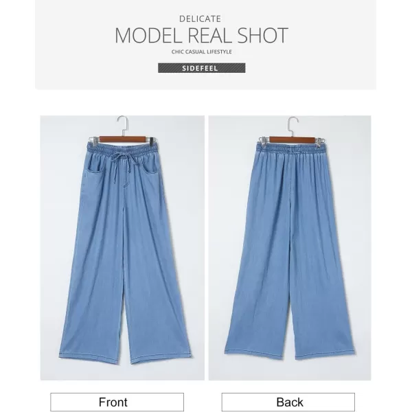 Sidefeel Women's High Waisted Wide Leg Jeans 2024 Summer Drawstring Denim Pants