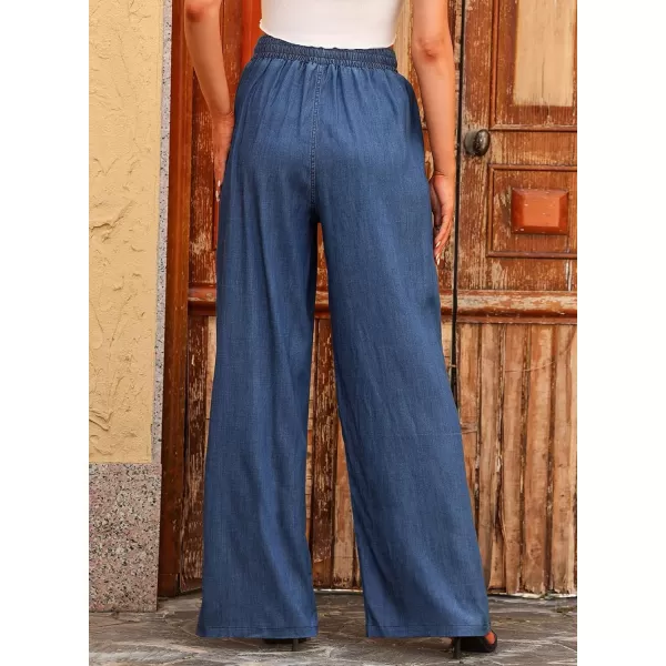 Sidefeel Women's High Waisted Wide Leg Jeans 2024 Summer Drawstring Denim Pants