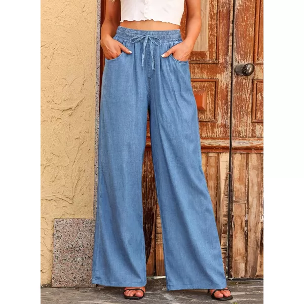 Sidefeel Women's High Waisted Wide Leg Jeans 2024 Summer Drawstring Denim Pants