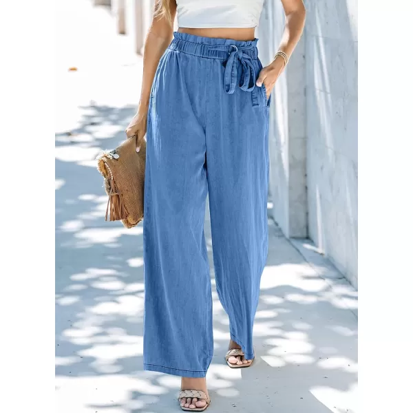 Sidefeel Women's High Waisted Wide Leg Jeans 2024 Summer Drawstring Denim Pants