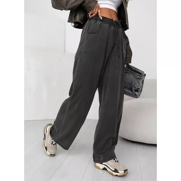 Sidefeel Women's High Waisted Wide Leg Jeans 2024 Summer Drawstring Denim Pants