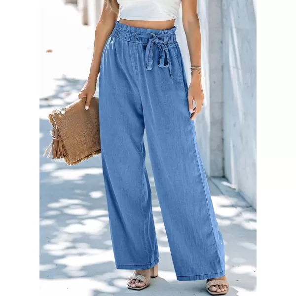 Sidefeel Women's High Waisted Wide Leg Jeans 2024 Summer Drawstring Denim Pants