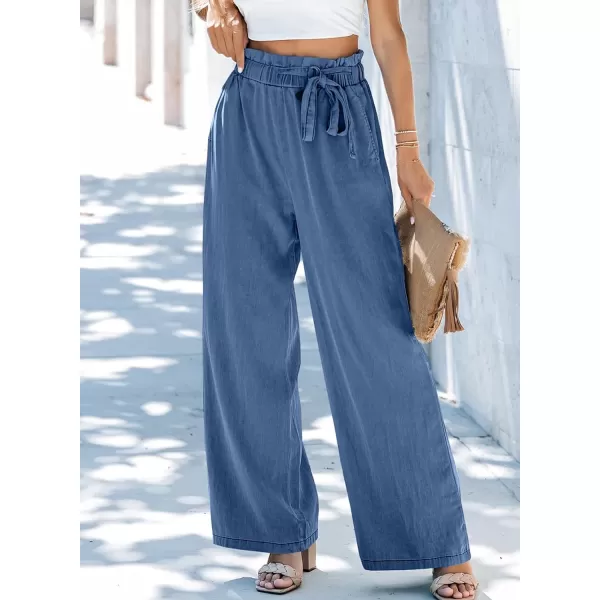 Sidefeel Women's High Waisted Wide Leg Jeans 2024 Summer Drawstring Denim Pants