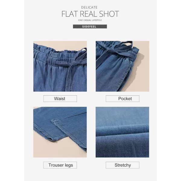 Sidefeel Women's High Waisted Wide Leg Jeans 2024 Summer Drawstring Denim Pants