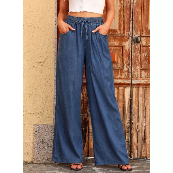 Sidefeel Women's High Waisted Wide Leg Jeans 2024 Summer Drawstring Denim Pants