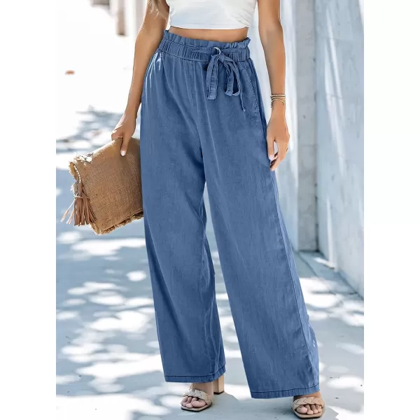 Sidefeel Women's High Waisted Wide Leg Jeans 2024 Summer Drawstring Denim Pants