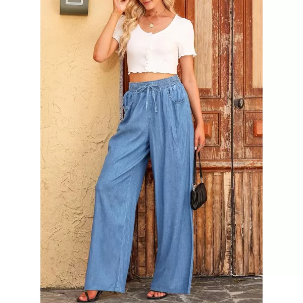 Sidefeel Women's High Waisted Wide Leg Jeans 2024 Summer Drawstring Denim Pants
