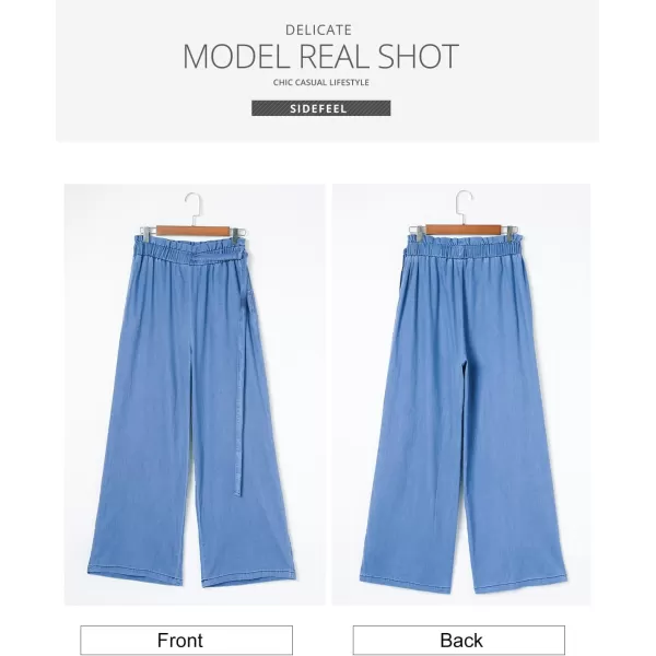 Sidefeel Women's High Waisted Wide Leg Jeans 2024 Summer Drawstring Denim Pants